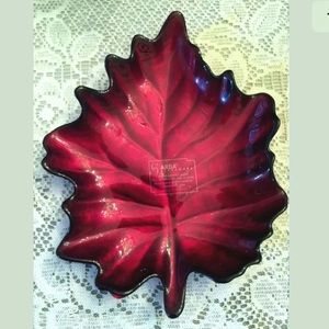 ARDA Art Glass Leaf Shaped trinket Plate Turkey